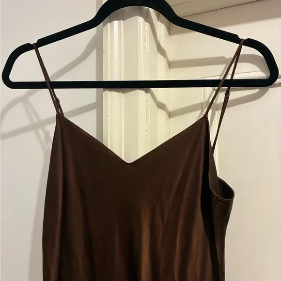 100% Silk Ralph Lauren Brown Midi Slip Dress - Picture 2 of 4